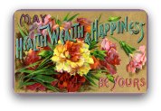 Retro birthday greeting card - May health, wealth and happiness be yours.