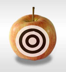 apple marked with bulls eye rings