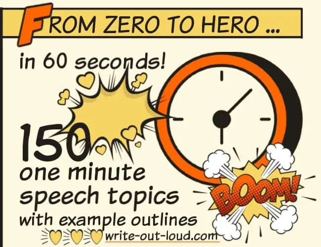 1-minute speeches: 150 topics PLUS example outlines