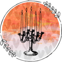Round Graphic- orange painted background with lit candelabra