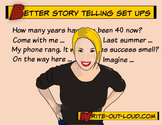 Image: Smiling young woman. Text: Better story telling set ups with examples.