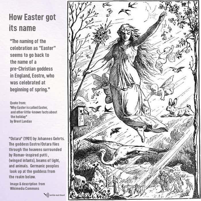 How Easter got its name - Drawing of the goddess Eostre/Ostara by Johannes Gehrts 1901