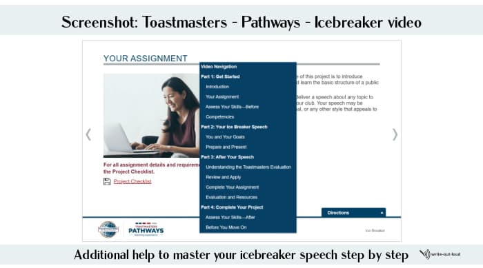 Screenshot of Toastmasters' Icebreaker video