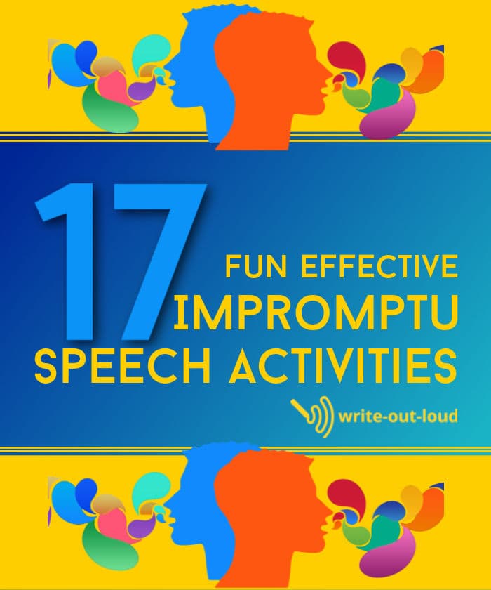 Ebook cover: 17 fun effective impromptu speech activities - write-out-loud.com
