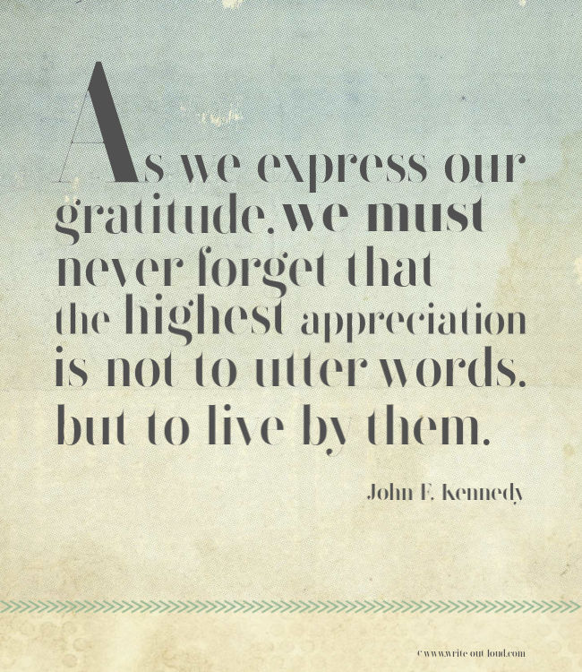 JF Kennedy quote - gratitude