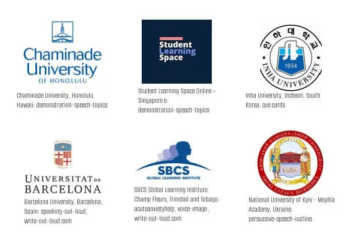 International universities using write-out-loud.com