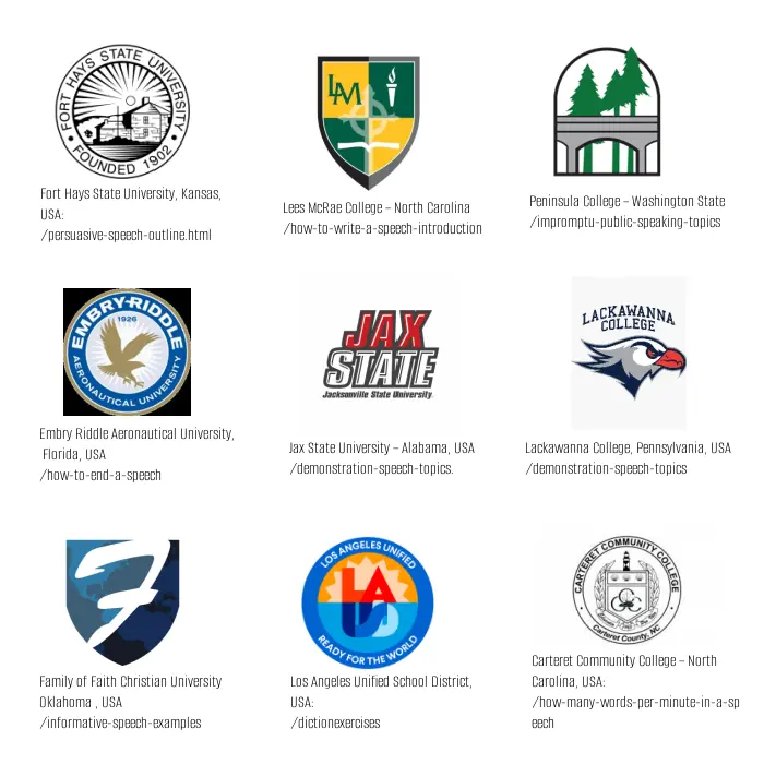 Logos of USA educational institutions using write-out-loud.com Logos of USA educational institutions using write-out-loud.com