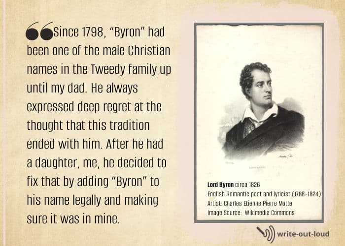 Lord Byron with quote from eulogy for dad from a daughter Lord Byron with quote from eulogy for dad from a daughter