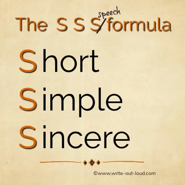 Infographic: SSS speech formula: simple, short and sincere Infographic: SSS speech formula: simple, short and sincere