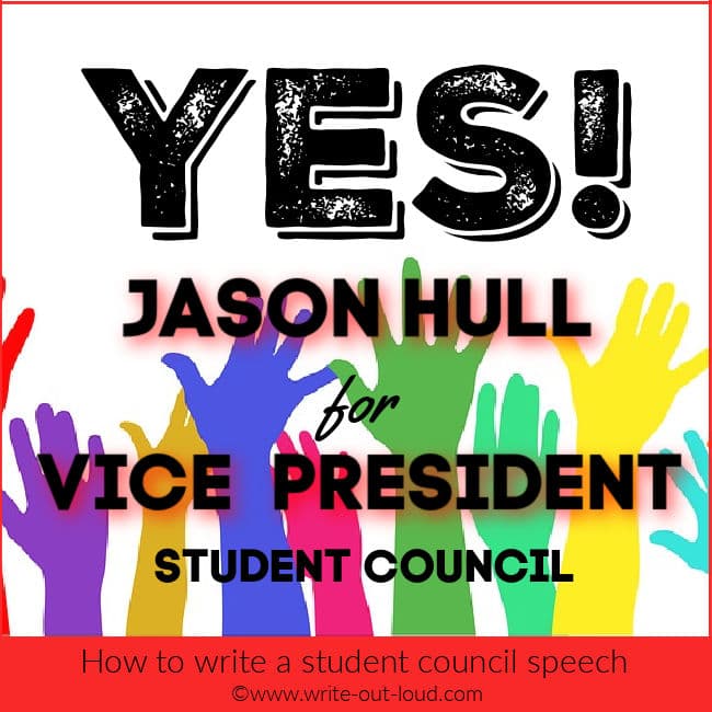 Image: poster for student council election. Text: YES! Jason Hull for Vice President, Student Council