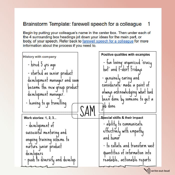 sample goodbye speech to colleagues at work