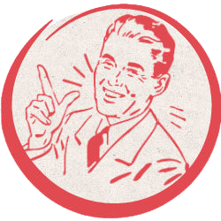 Circle shape - image - retro 1950s man smiling and pointing. Circle shape - image - retro 1950s man smiling and pointing.
