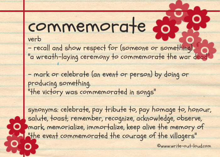 Definition of the word commemorate.