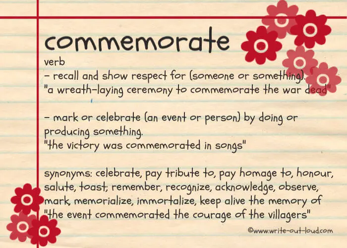 Definition of the word commemorate