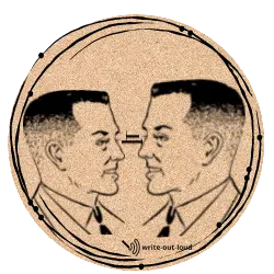 Image: circle with 2 men staring eye to eye Image: circle with 2 men staring eye to eye