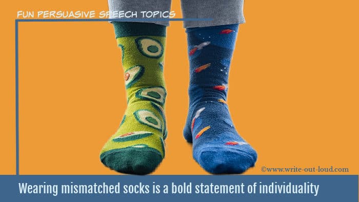 Image: mismatched socks Text: wearing mismatched socks is a bold statement of individuality