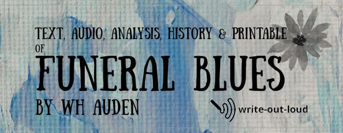 Banner: Funeral Blues by WH Auden
