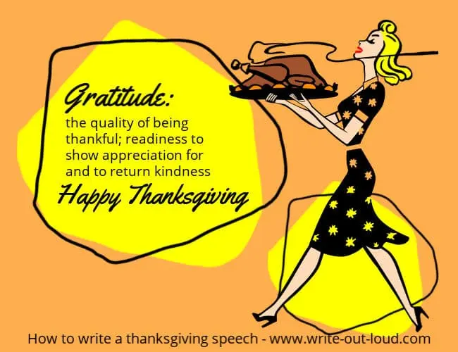 Image: retro woman carrying a thanksgiving turkey. Text: Gratitude: the quality of being thankful ...Happy thanksgiving. Image: retro woman carrying a thanksgiving turkey. Text: Gratitude: the quality of being thankful ...Happy thanksgiving.