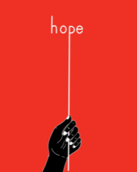 Graphic: hand holding the word "hope"