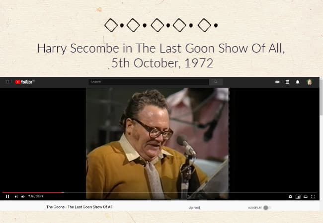 Image: Harry Secombe on the Last Goon Show of All, 1972 Image: Harry Secombe on the Last Goon Show of All, 1972