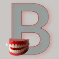 An uppercase letter B - with a set of wind-up teeth! Uppercase Letter B