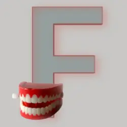An uppercase letter F - with a set of wind-up teeth! An uppercase letter D - with a set of wind-up teeth!