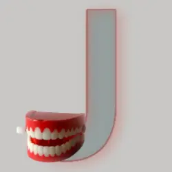 An uppercase letter J - with a set of wind-up teeth! An uppercase letter J - with a set of wind-up teeth!