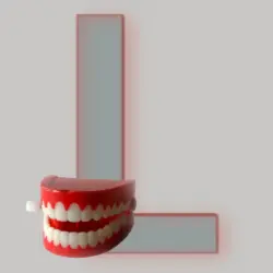 An uppercase letter L - with a set of wind-up teeth! An uppercase letter L - with a set of wind-up teeth!