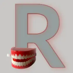 An uppercase letter R - with a set of wind-up teeth! An uppercase letter R - with a set of wind-up teeth!