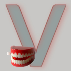 Image: Letter V - with a set of wind-up teeth! Image: Letter V - with a set of wind-up teeth!