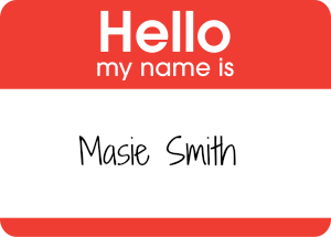 Hello sticker - My name is Masie Smith. Hello sticker - My name is Masie Smith.