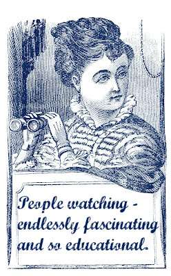 19th century graphic of a woman with a pair of binoculars 