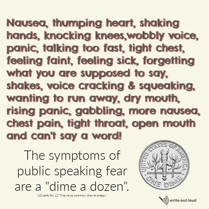 Symptoms of public speaking fear p