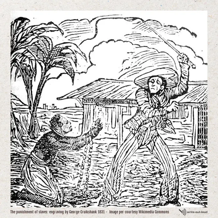 Punishment of a slave: engraving by Cruikshank c 1831