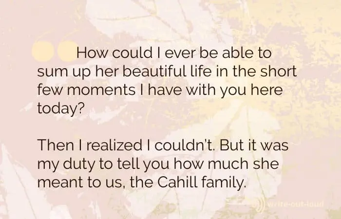 Quotation from a eulogy for my sister-in-law Quotation from a eulogy for my sister-in-law