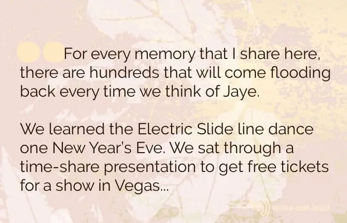 Quotation from a tribute for my sister-in-law Quotation from a eulogy for my sister-in-law