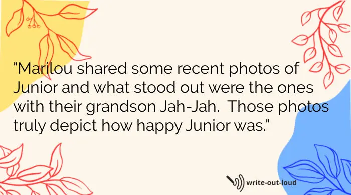 Quote from eulogy for my beloved brother Junior