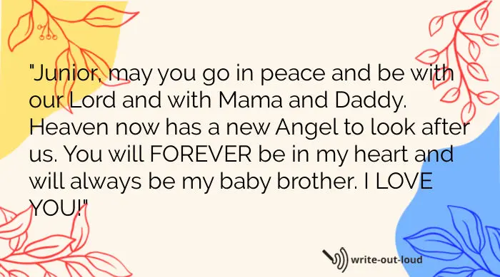 Quote from my eulogy for my beloved brother Junior