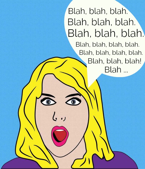 Woman saying Blah, blah, blah