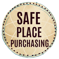 Image: label - parchment paper background. Text: Safe place purchasing