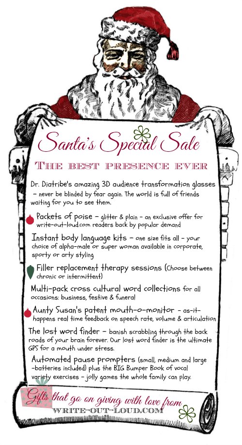Retro Santa with scroll advertising gifts