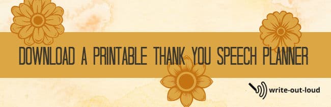 Banner: Download a printable thank you speech planner