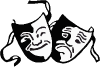 Black and white comedy and tragedy theater masks.