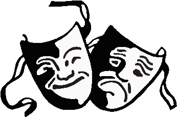 Black and white comedy and tragedy theater masks