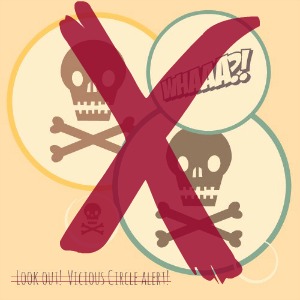 Image: Vicious circle graphic with a cross through it to show the cycle has stopped.